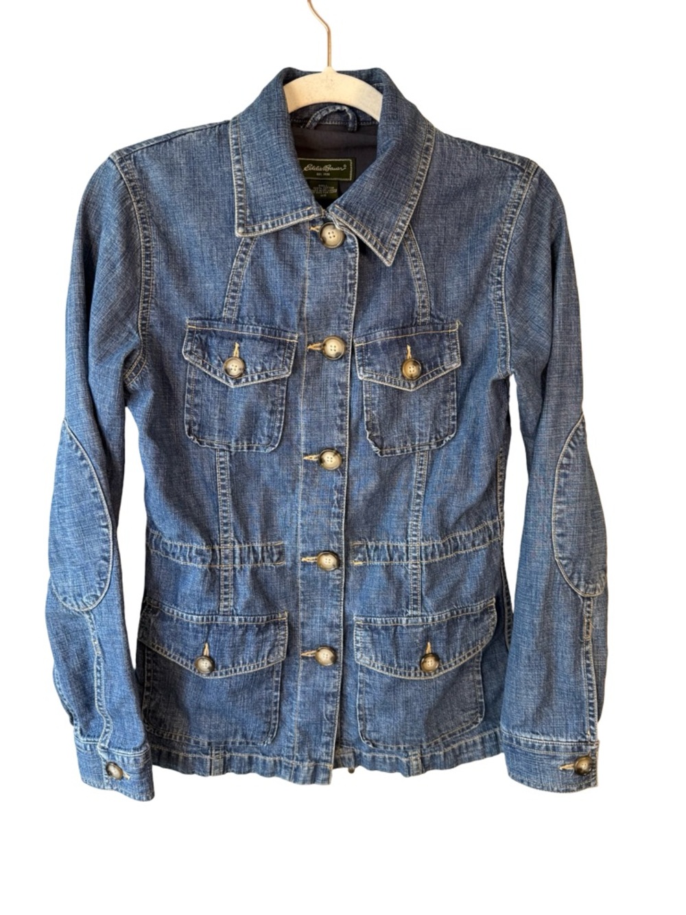 Eddie Bauer Denim Jacket in Medium Blue Size XS Y2K Classic Denim Minimalist